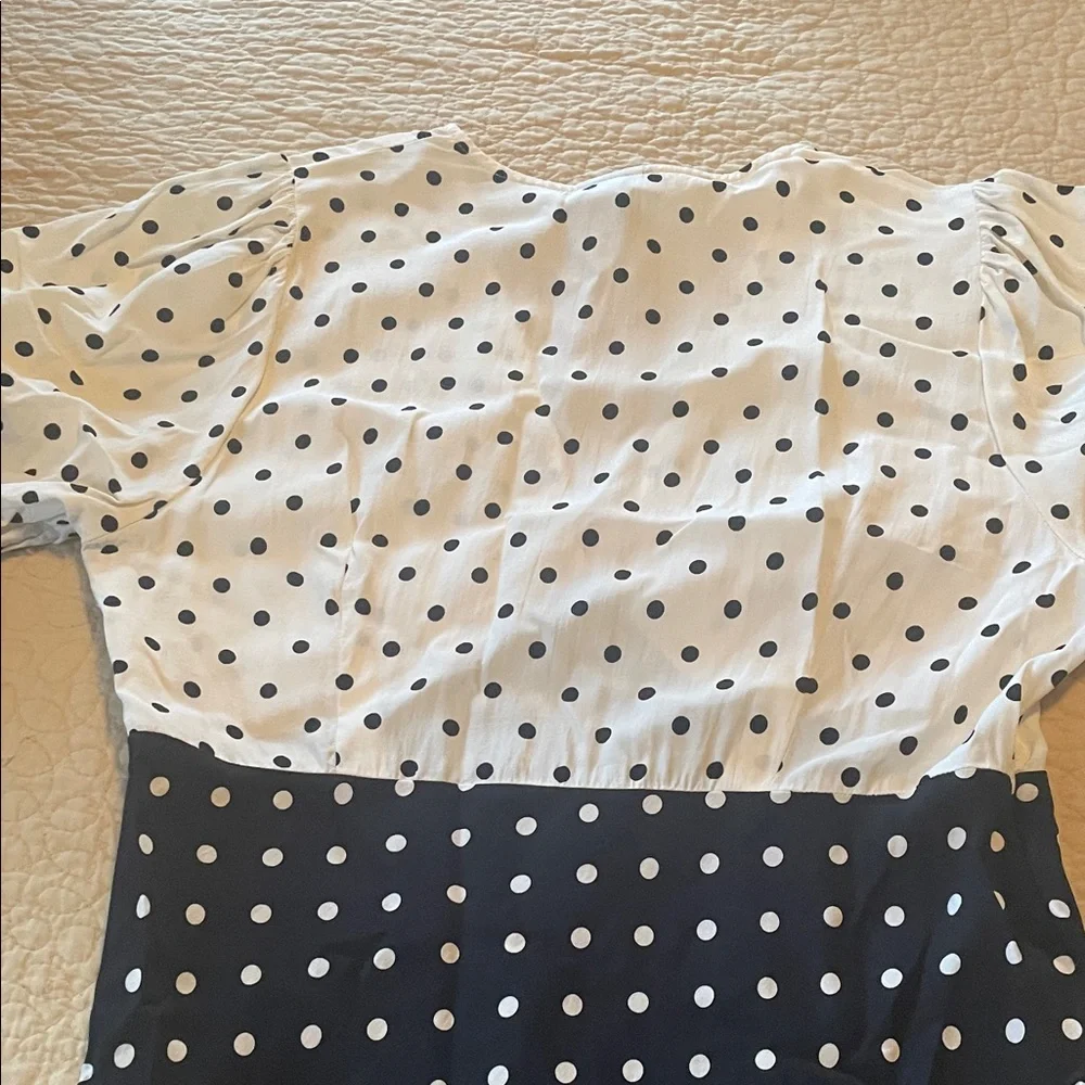 a new day Black and White Polka Dot V-Neck Midi Dress - Picture 7 of 7